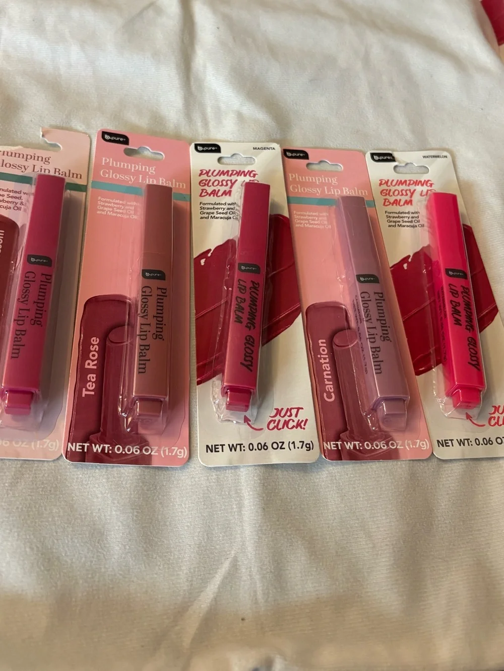 5 piece B pure plumping glossy lip balm
